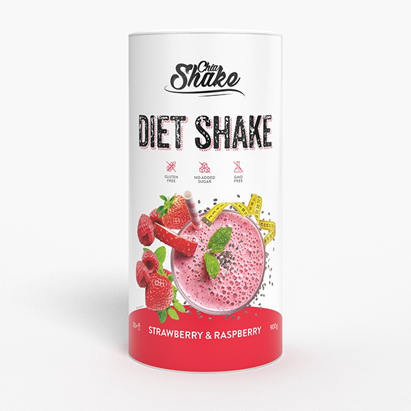 Chia Shake velký dietní koktejl jahoda & malina, 30 jídel, 900g